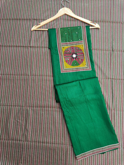 Green Kantha Work Suit