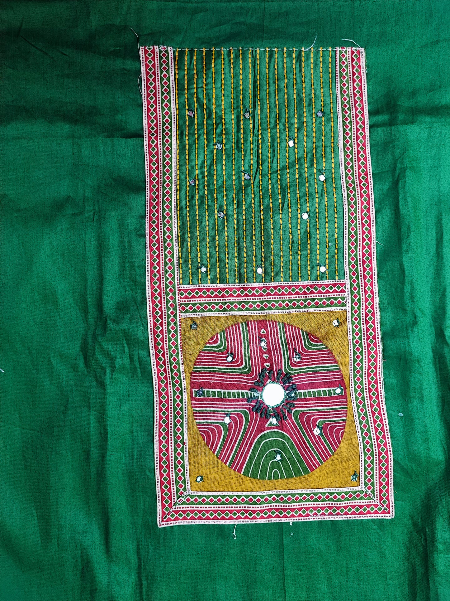 Green Kantha Work Suit