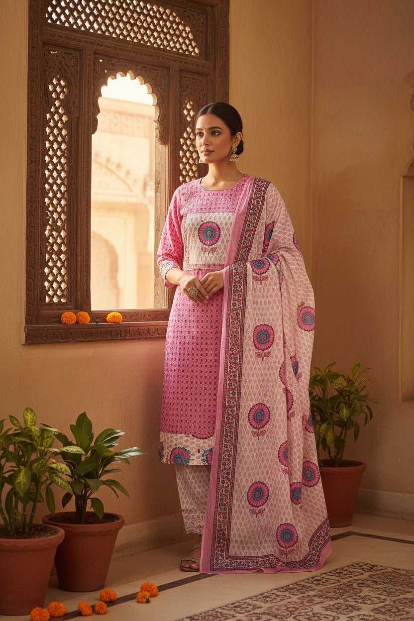 Pink Neck Work Suit