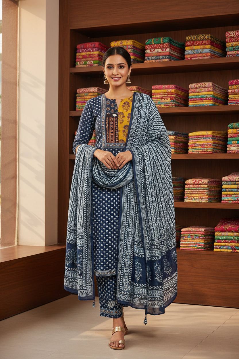 Indigo Printed Suit