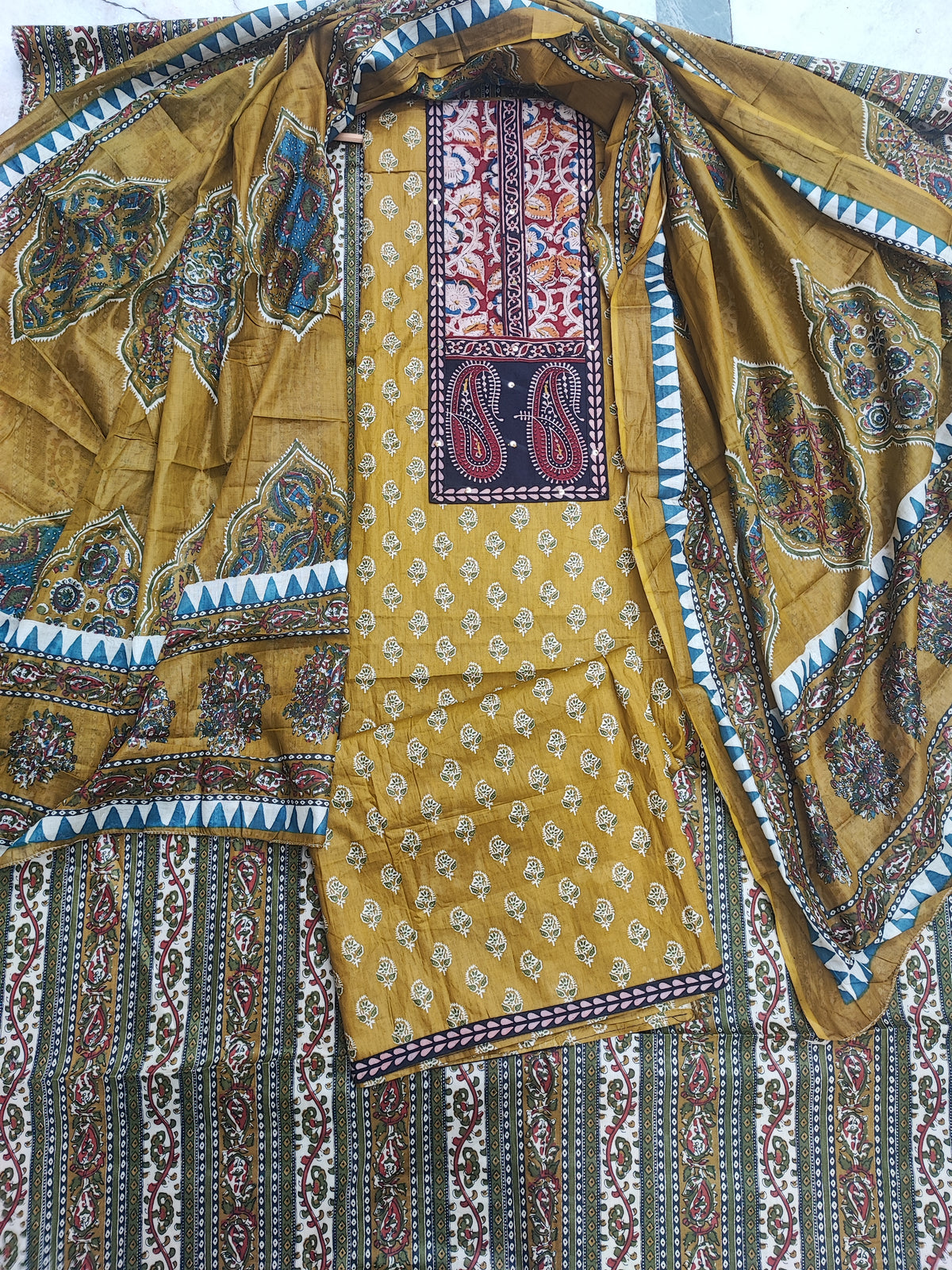 Mustard Printed Suits
