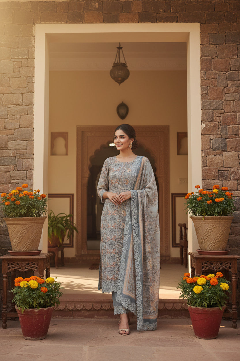 Grey Georgette Suit