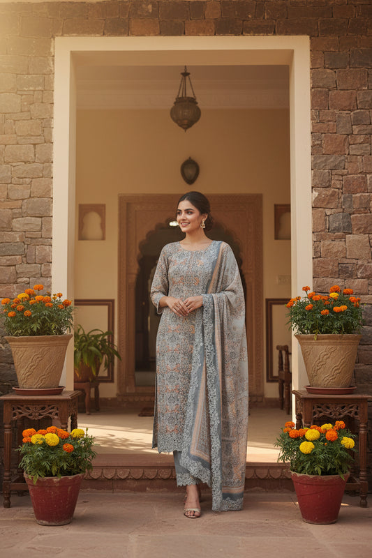 Grey Georgette Suit