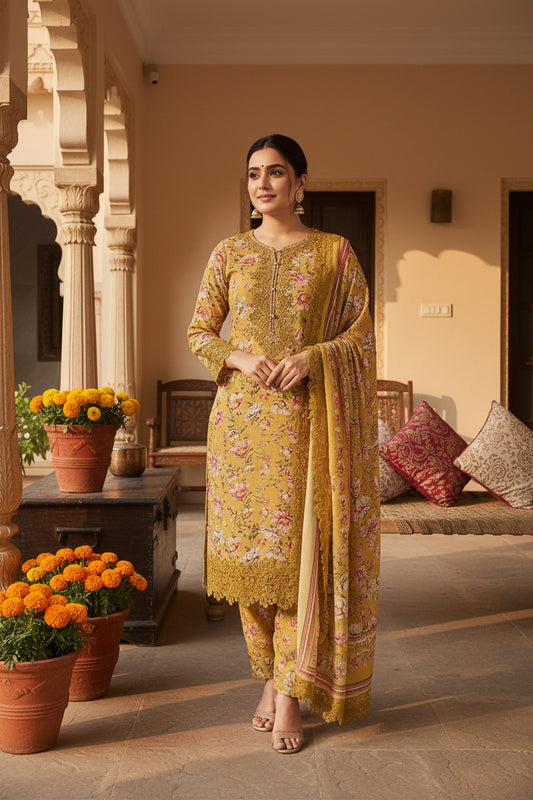 Mustard Georgette Suit