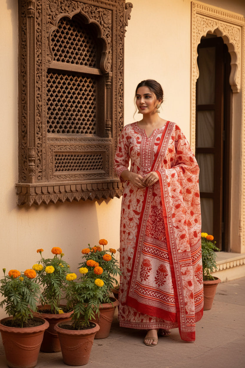 Orange Tulip Print Suit