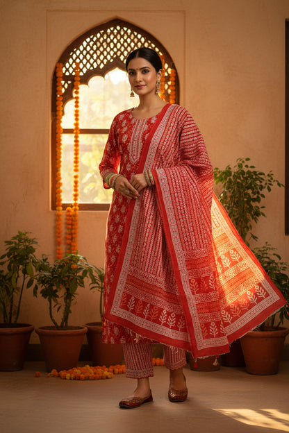 Orange Warli Print Suit