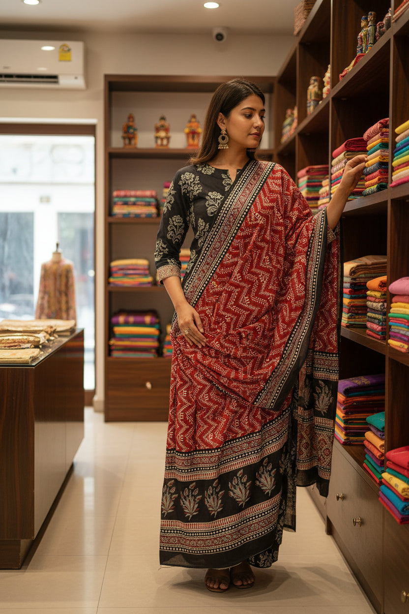 Black Mughal print Suit