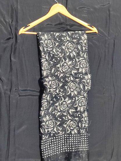 Black White Maheshwari Suit
