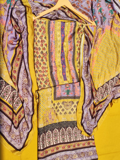 Muslin Mustard Printed suit