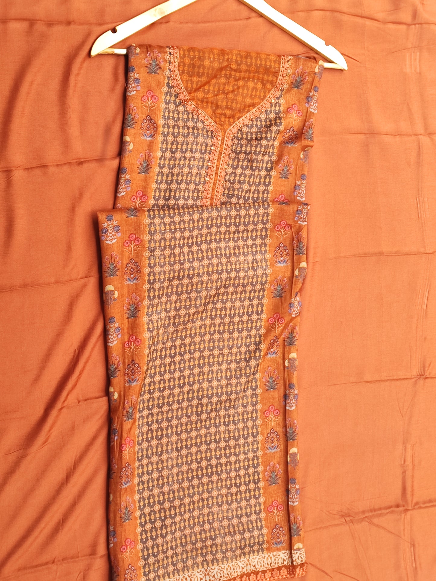 Rust Muslin Printed