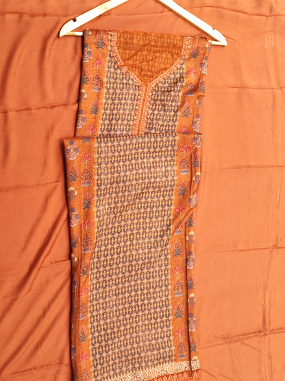 Rust Muslin Printed