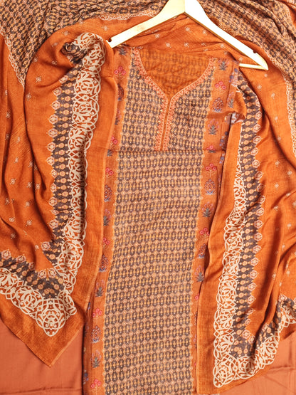 Rust Muslin Printed