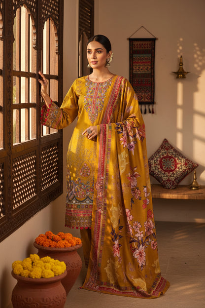 Mustard Printed suit