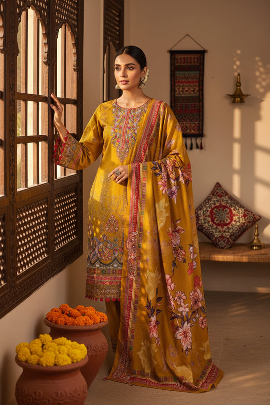 Mustard Printed suit