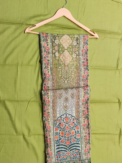 Muslin Green Printed Suit