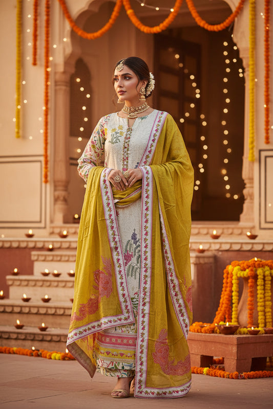 White Pure Cotton Suit