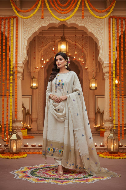 Ivory Chandari Suit