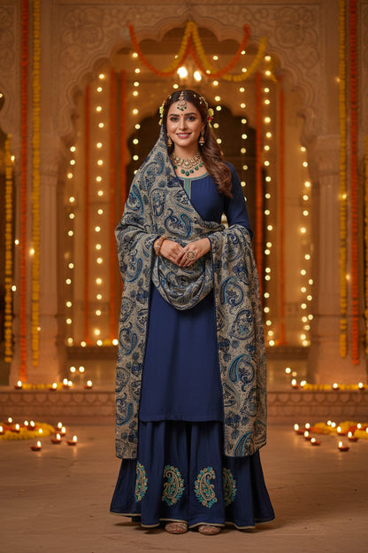 Navi Blue Farshi suit