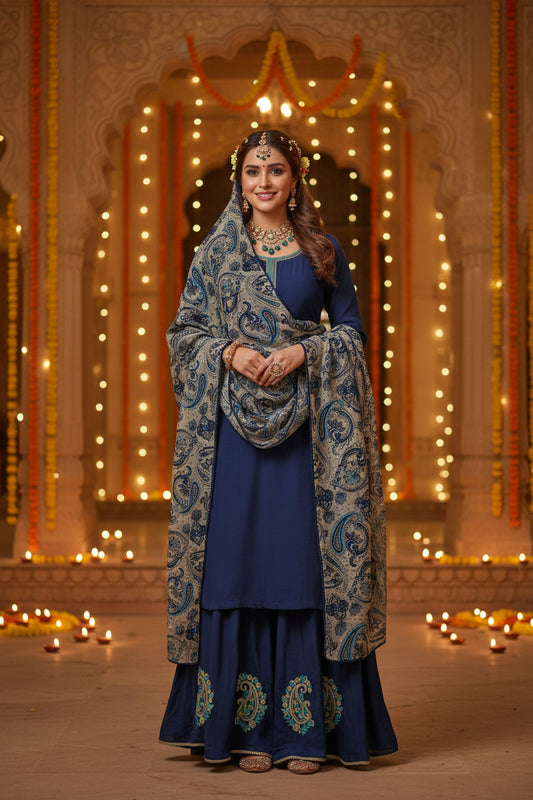 Navi Blue Farshi suit