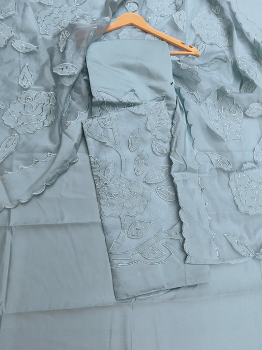 DustyBlue Applique Suit