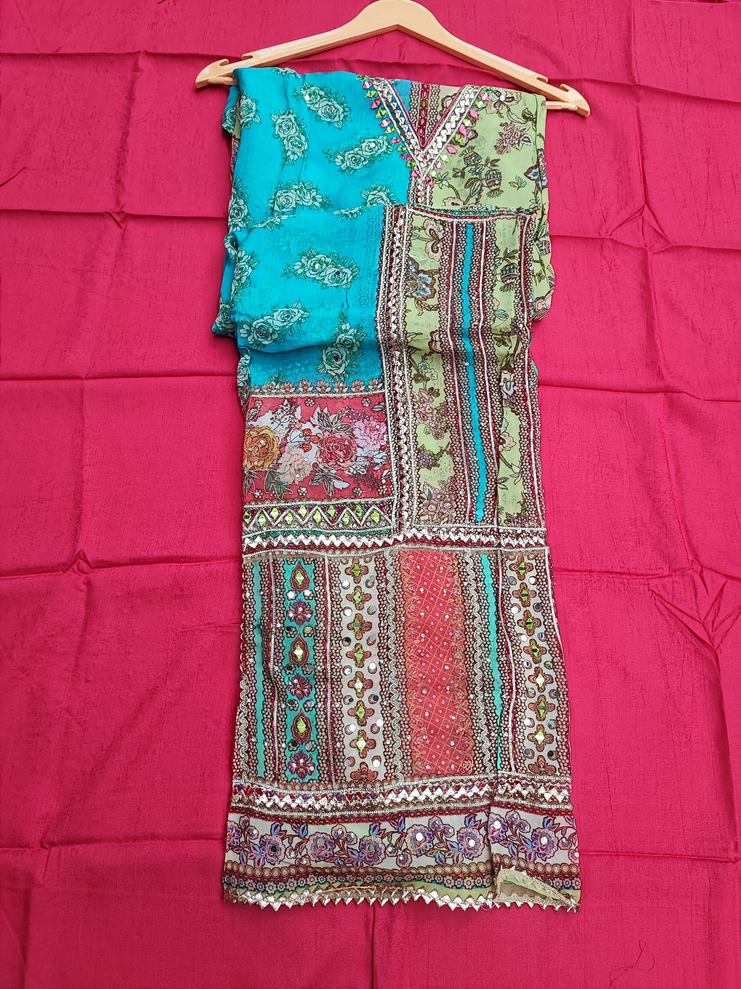 Multi Organza Printed Suit