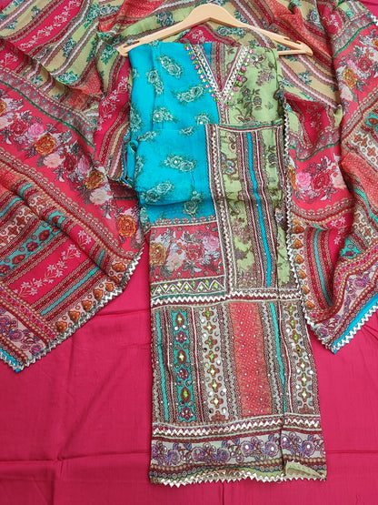 Multi Organza Printed Suit