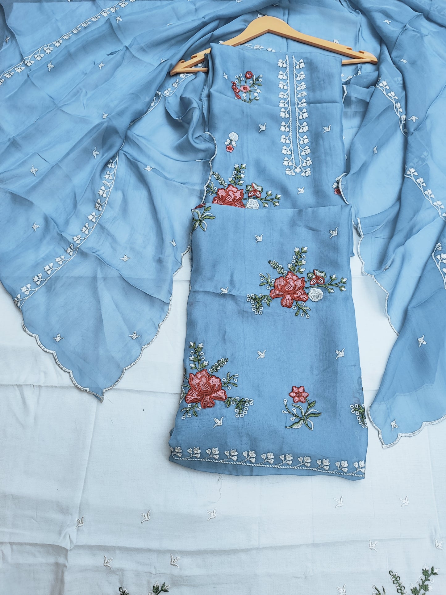 IceBlue Red Flower suit