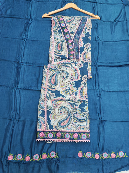 Navi Muslin Printed Suit