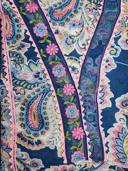Navi Muslin Printed Suit