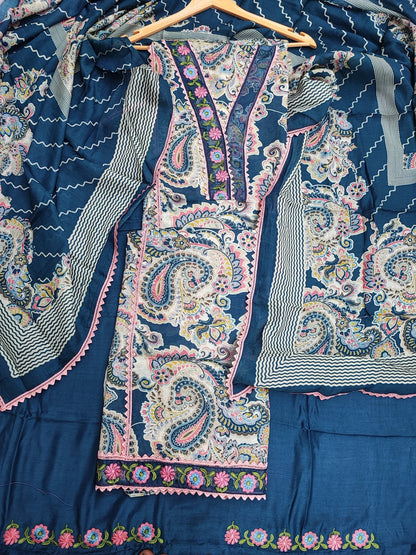 Navi Muslin Printed Suit