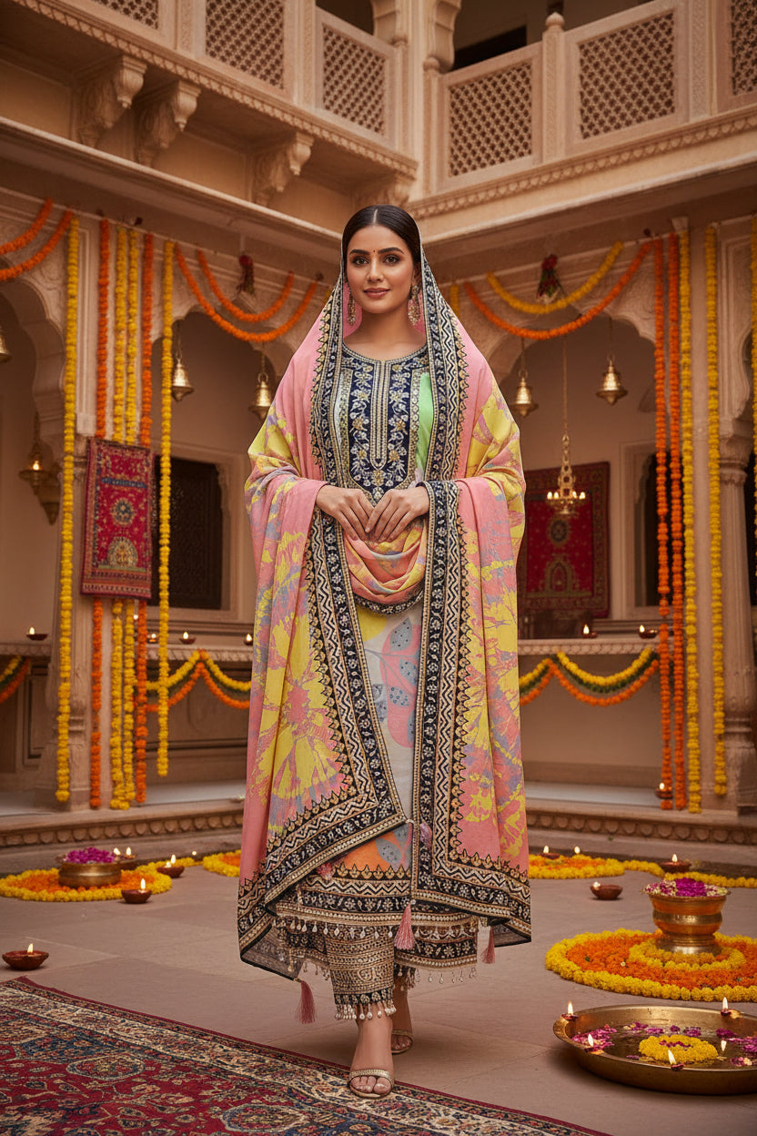 Printed Neon Muslin suits