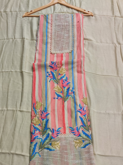 Peach Strips Cotton Suit