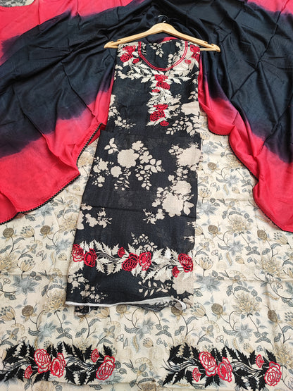 Black White Printed Suit