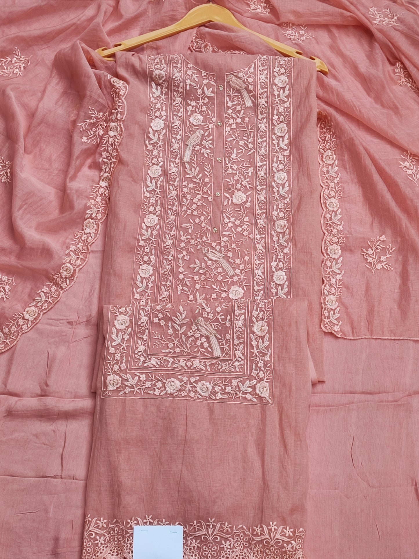 Dusty Pink Mul Suit with Thread Embroidery