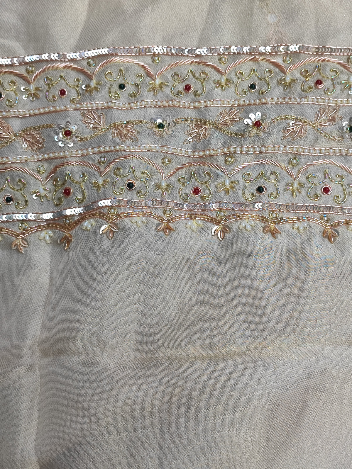 Ivory Tissue Suit with Hand Embroidery
