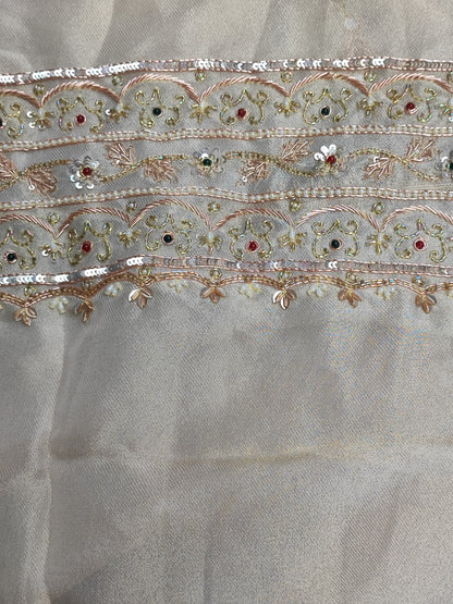 Ivory Tissue Suit with Hand Embroidery