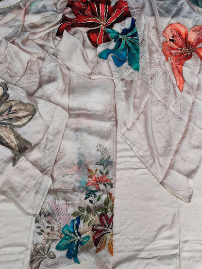 Blush Organza Suit with Floral Digital Print