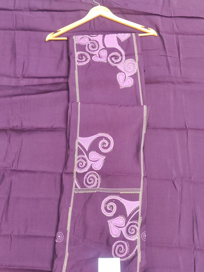 Digital printed muslin dupatta in plum with lilac motifs