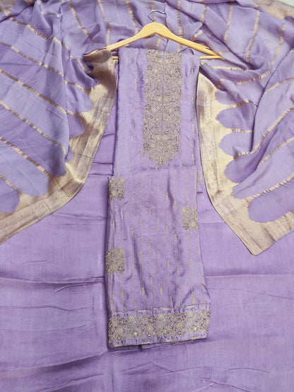 Lavender Silk Suit with Banarasi Dupatta