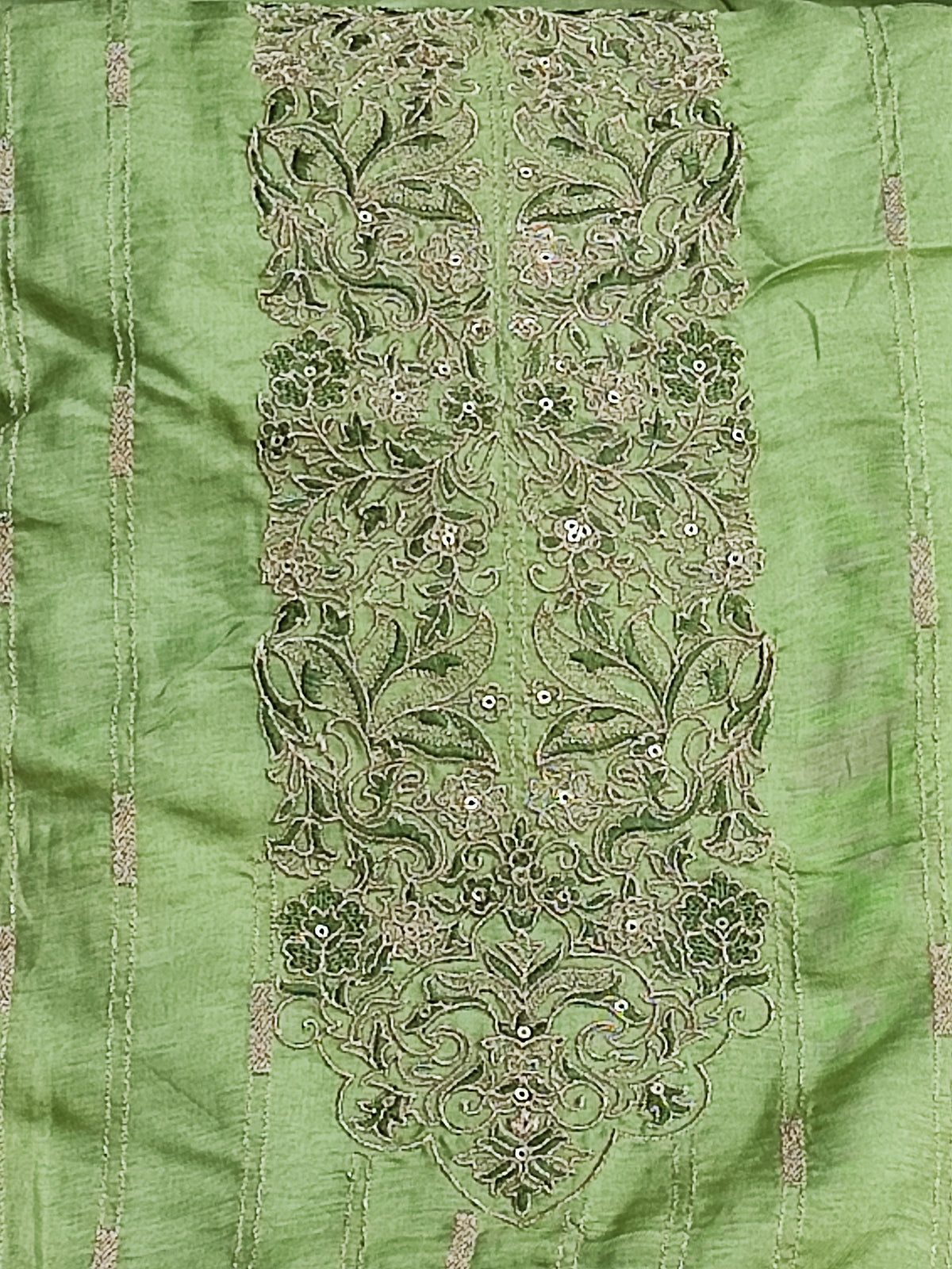 Parrot Green Silk Suit with Banarasi Dupatta