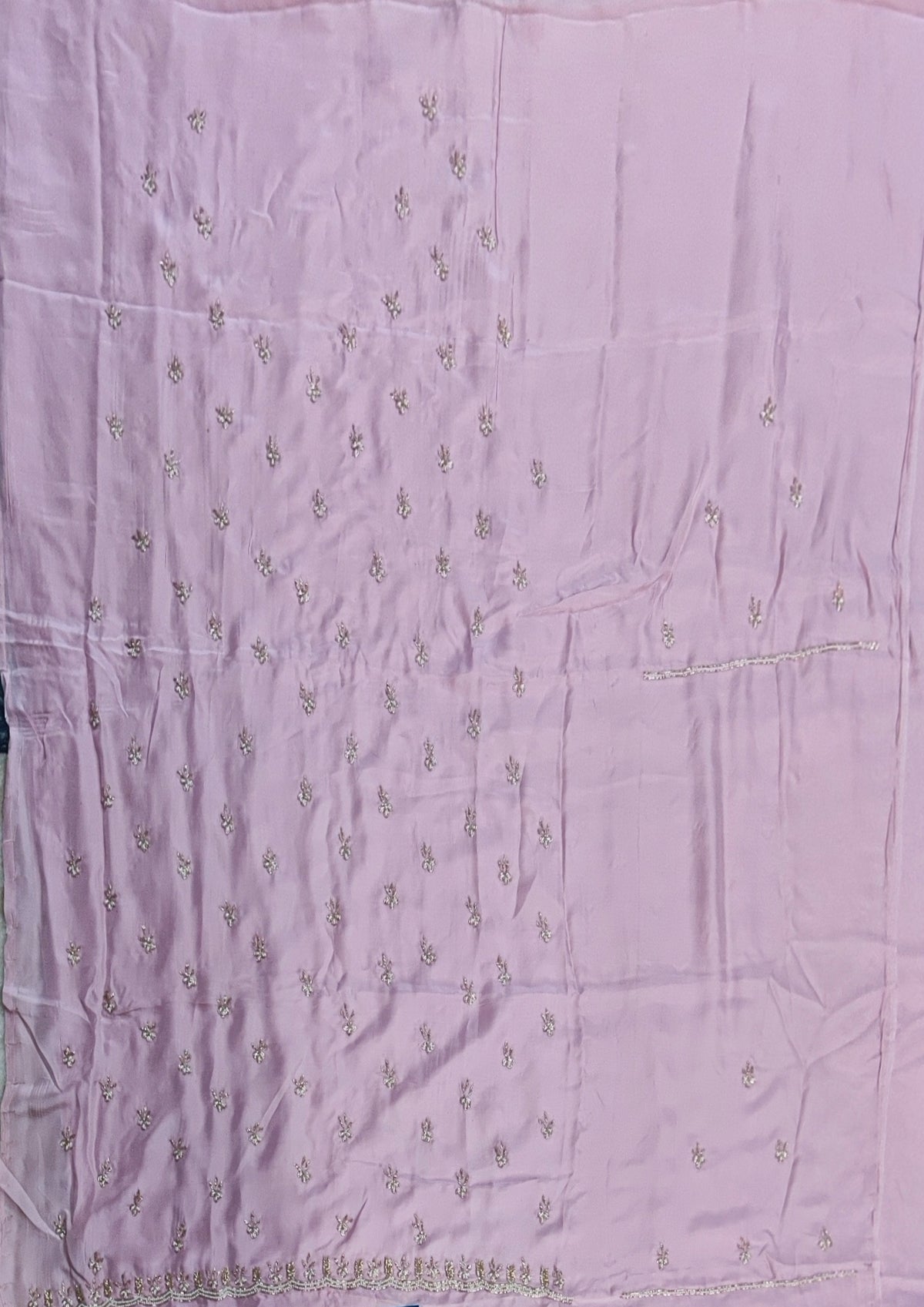 Baby Pink Crepe Suit with Cutdana Handwork