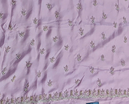 Baby Pink Crepe Suit with Cutdana Handwork