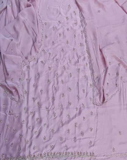 Baby Pink Crepe Suit with Cutdana Handwork