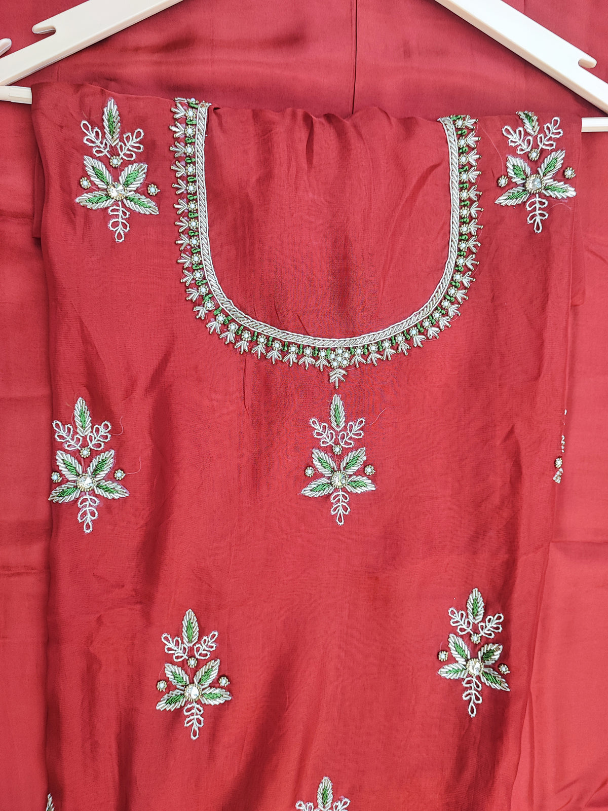 Rust Organza Suit with Upada Silk Bottom