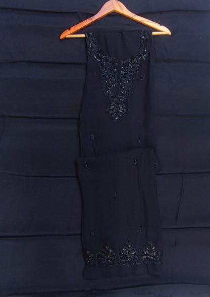 Black Georgette Suit with Full Handwork