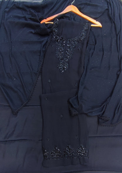 Black Georgette Suit with Full Handwork