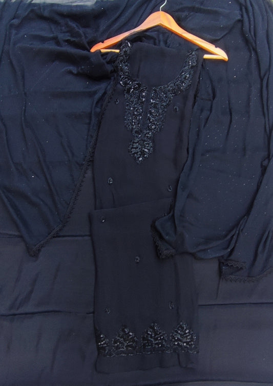 Black Georgette Suit with Full Handwork