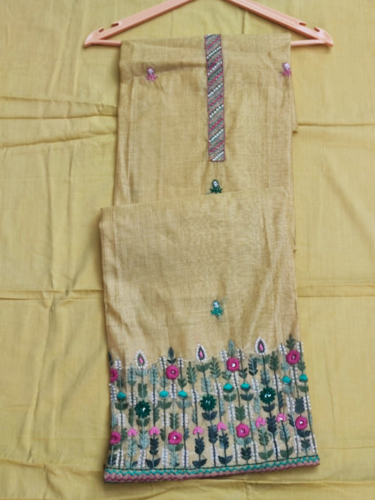 Yellow Mul Chanderi Suit with Jamdani Dupatta