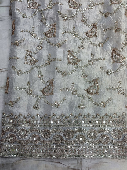Light Golden Crushed Tissue Suit with Cutwork