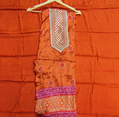 Rusty Orange Bandhani Print Suit